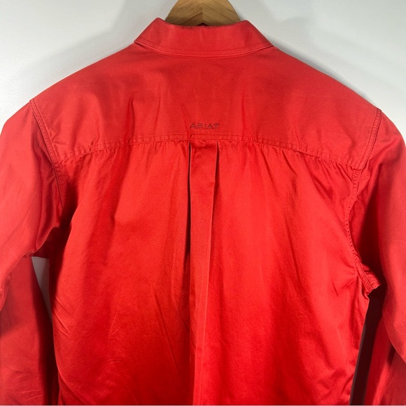 ARIAT Western Workwear Button Down Long Sleeve Shirt Orange; Men’s Size Large - Picture 12 of 16